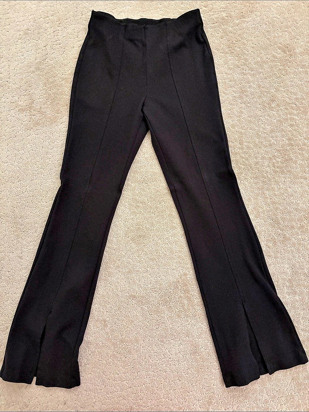 Time and Tru Women's Ponte Bootcut Pants with Front Slit Black XS